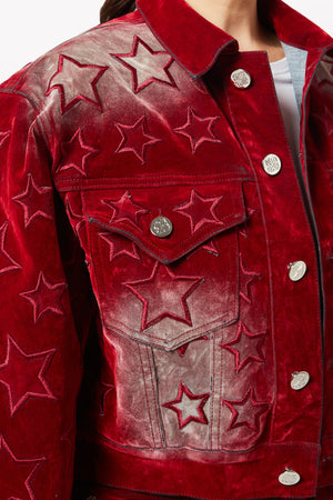 Velvet Red Stars Denim Jacket