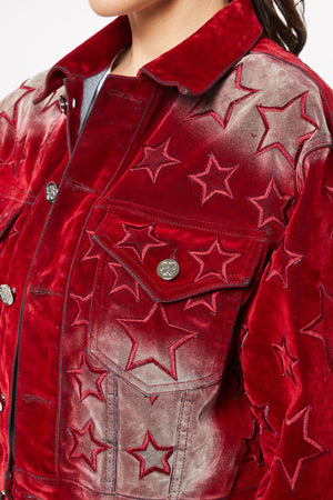 Velvet Red Stars Denim Jacket