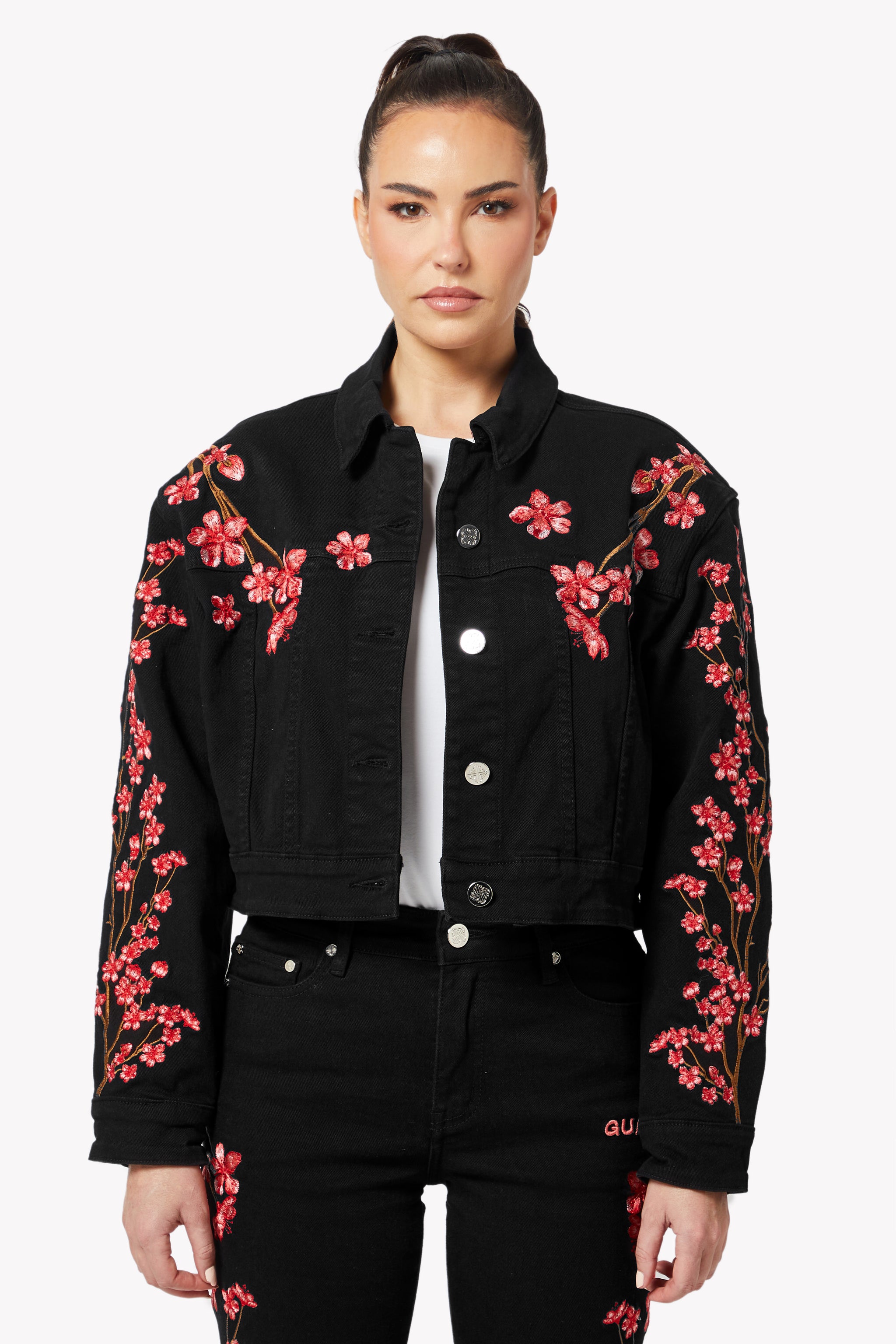 Obsidian Black Blossom Denim Jacket