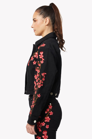 Obsidian Black Blossom Denim Jacket