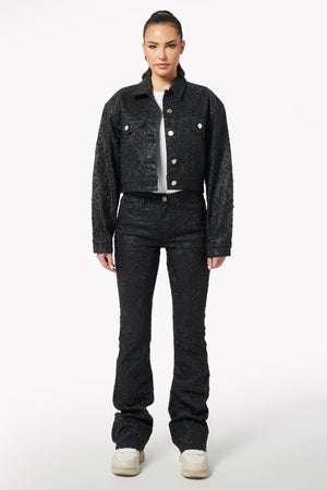 All Black Cropped Denim Jacket
