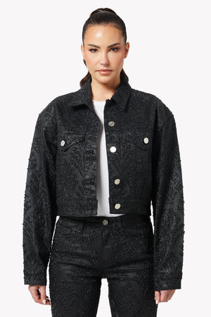 All Black Cropped Denim Jacket