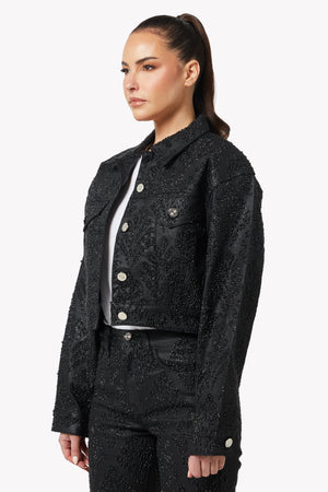 All Black Cropped Denim Jacket