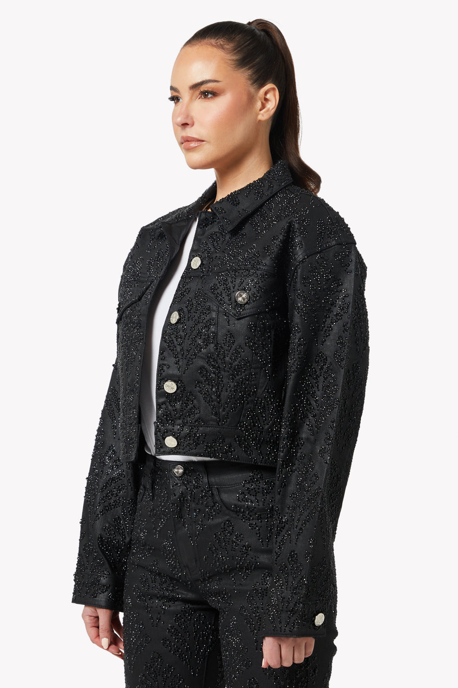 All Black Cropped Denim Jacket