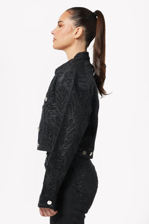 All Black Cropped Denim Jacket