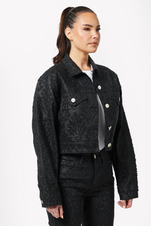 All Black Cropped Denim Jacket