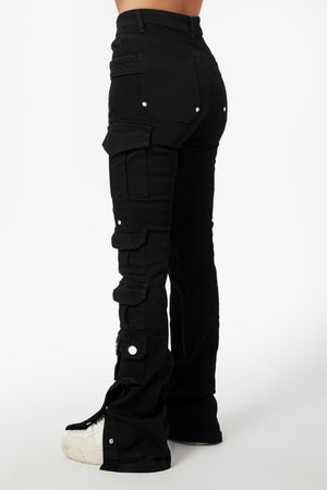 Obsidian Black Cargo Denim