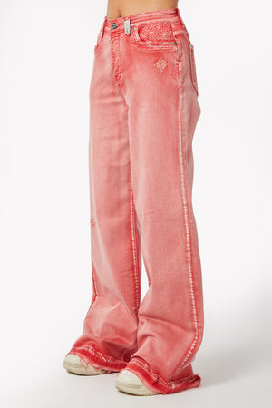 Vintage Red Flared Denim