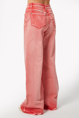 Vintage Red Flared Denim