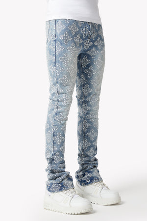 Aqua Blue Embellished Denim V4