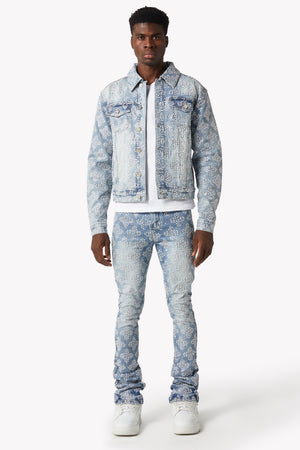 Aqua Blue Embellished Denim V4