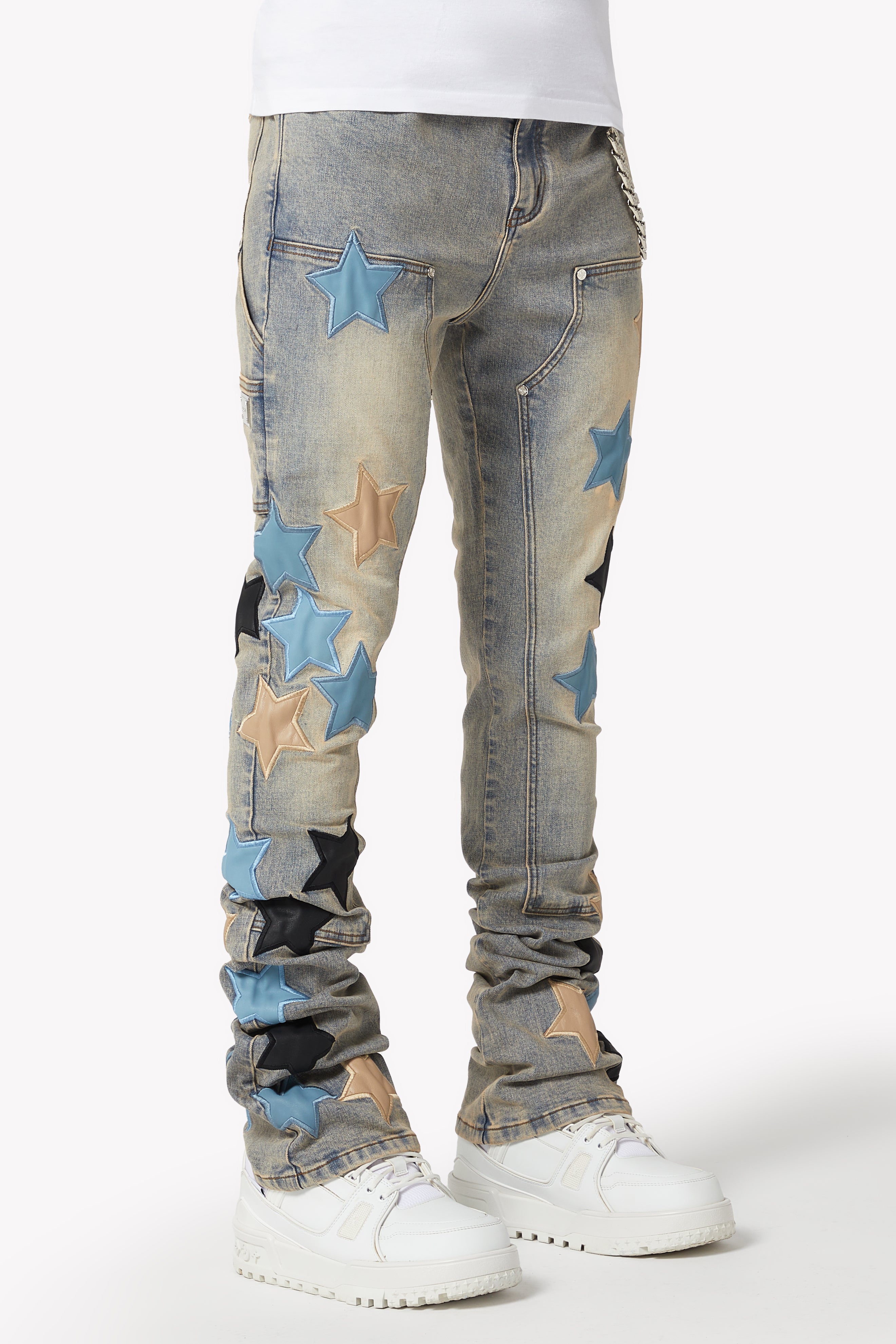 Powder Blue Vintage Stars Denim – GUAPI CLOTHING FZ-LLC