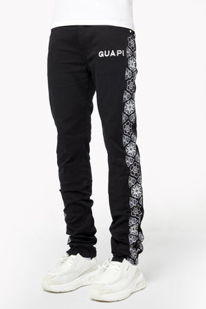Obsidian Black Flowers Regular Denim
