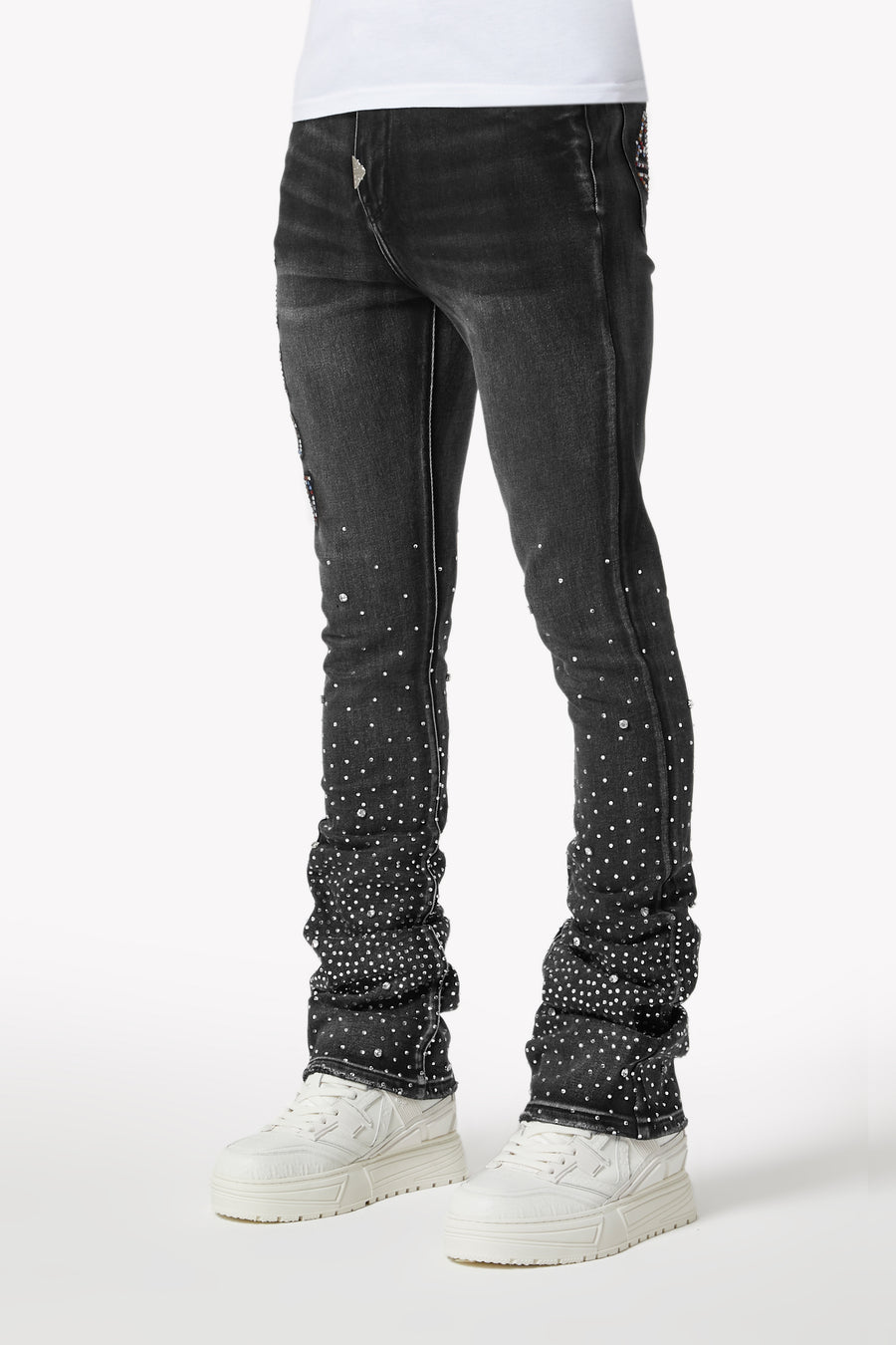 Iron Grey Embellished Denim