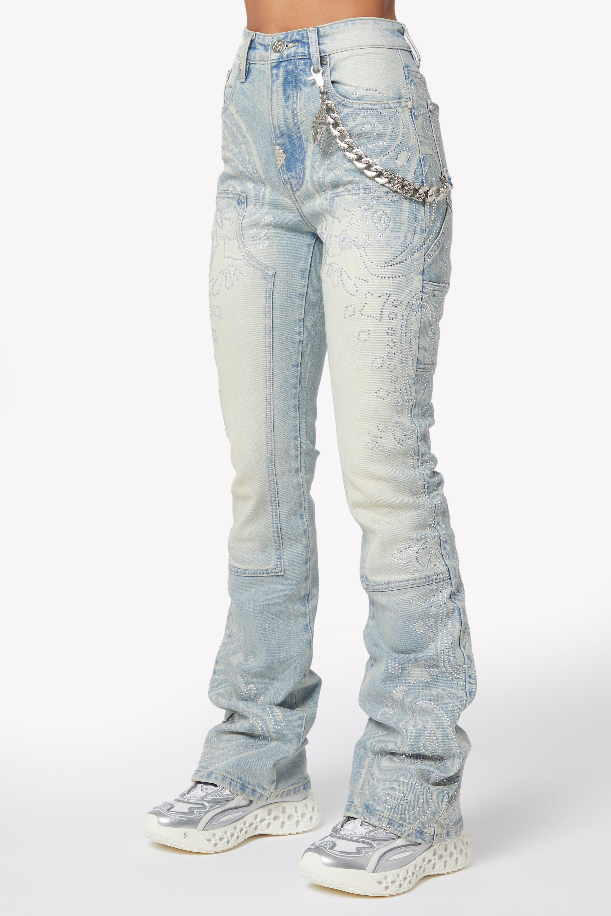 Aqua Blue Paisley Denim