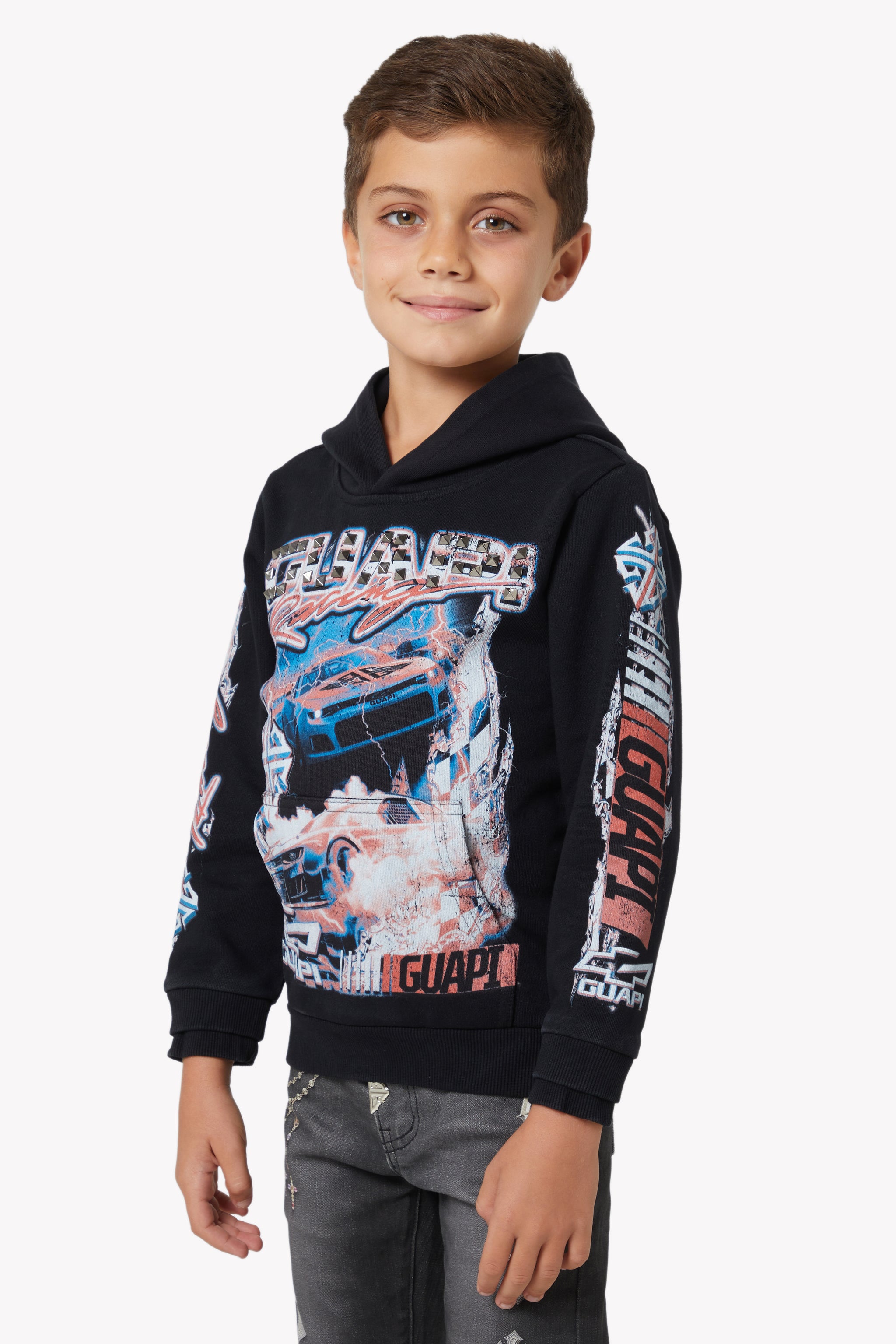 Black Nitro Drift Kids Hoodie