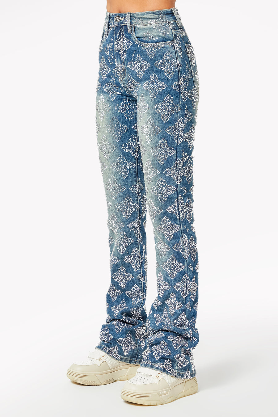 Vintage Blue Embellished Stacked Denim