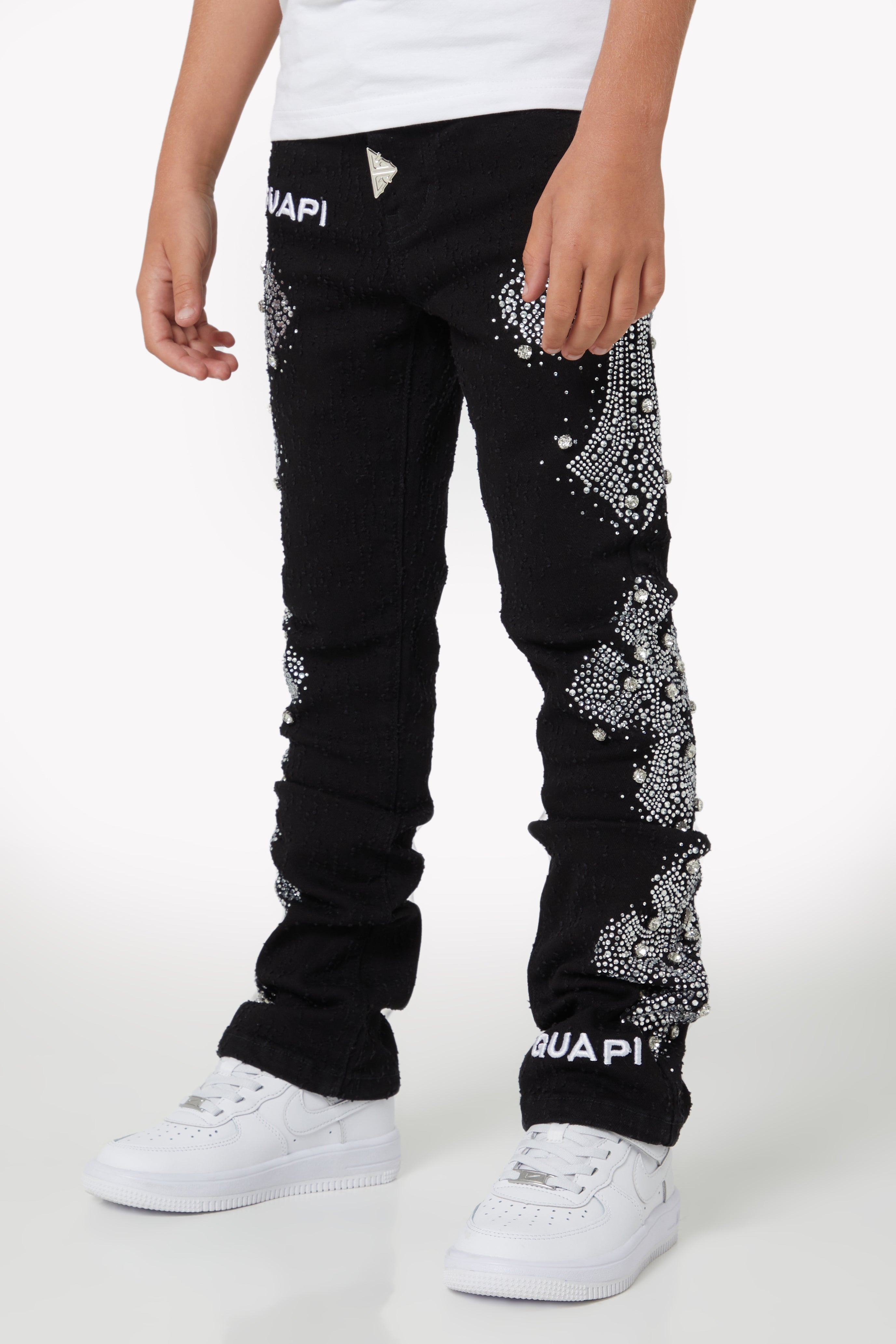 Obsidian Black Distressed Cross Kids Denim – GUAPI CLOTHING FZ-LLC