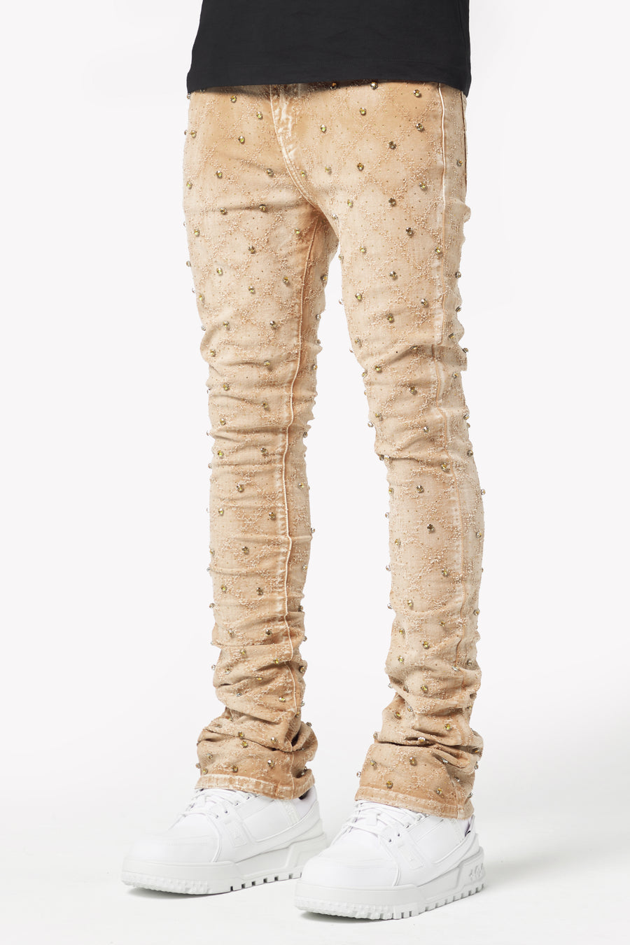 Vintage Khaki Embellished Denim