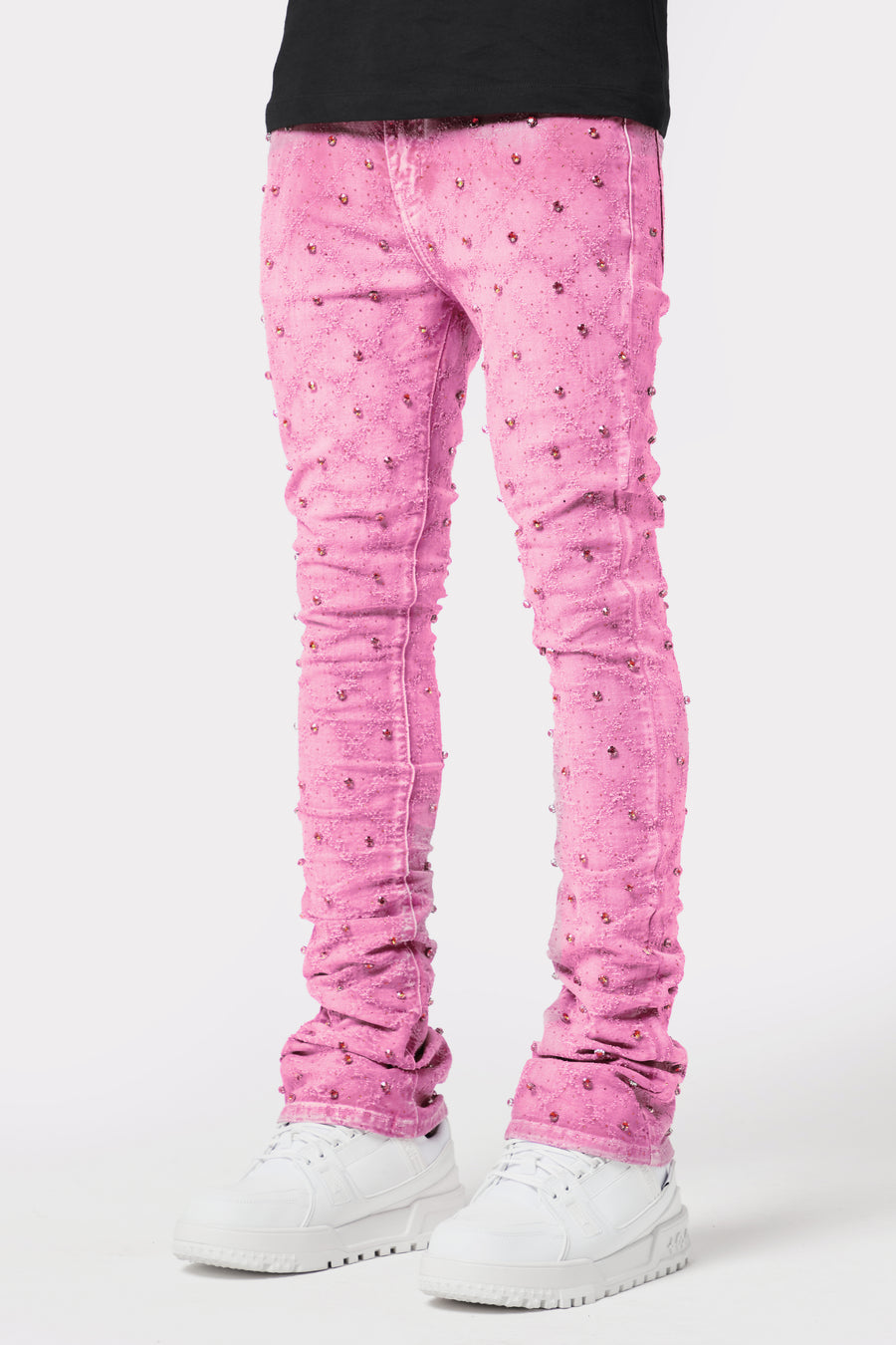 Vintage Pink Embellished Denim