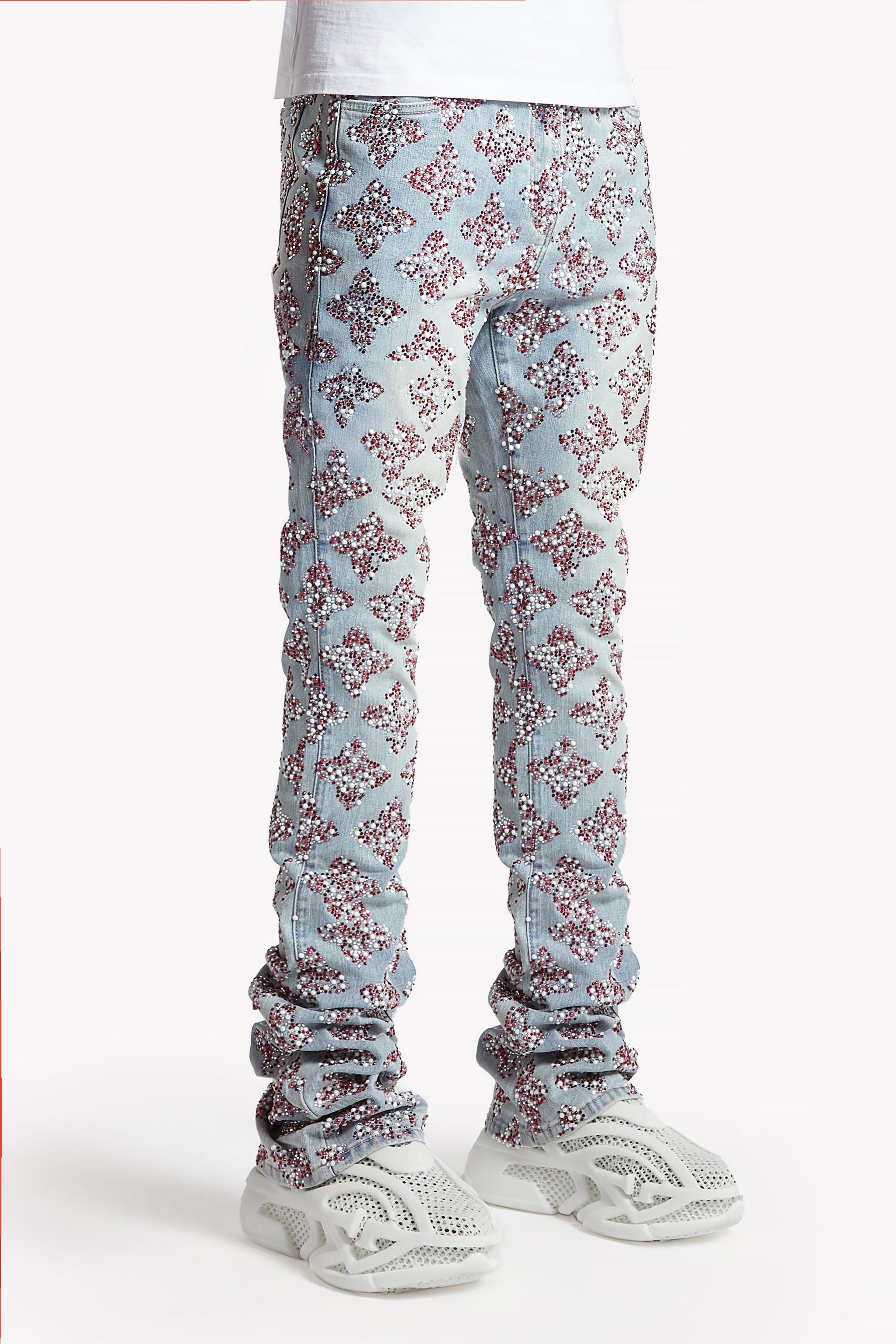 Aqua Blue Embellished Denim V3