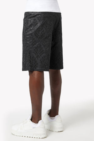 All Black Embellished Denim Shorts V2