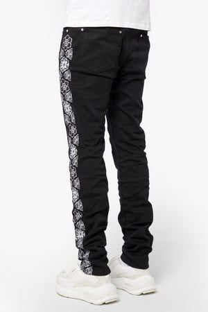 Obsidian Black Flowers Regular Denim