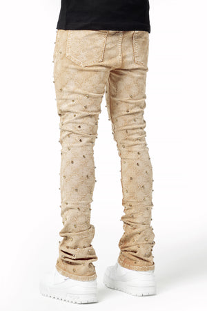 Vintage Khaki Embellished Denim