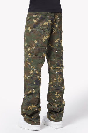 Camo Pockets Flared Denim