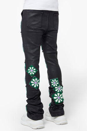 Obsidian Black Waxed Flowers Denim