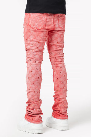 Vintage Red Embellished Denim