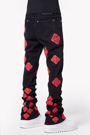 Crimson Icon Stacked Denim