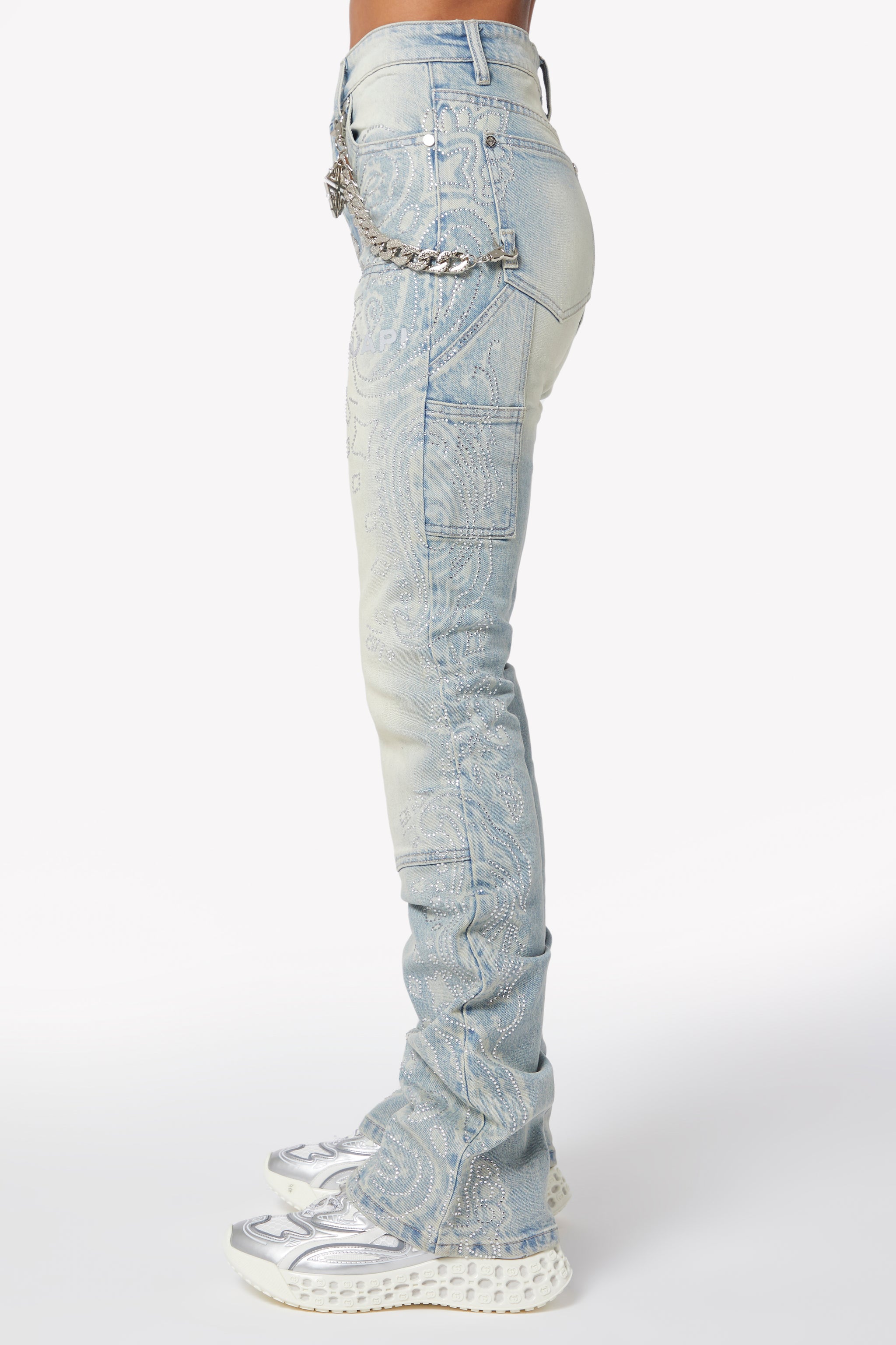 Aqua Blue Paisley Denim