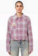 Pink Embellished Cropped Flannel
