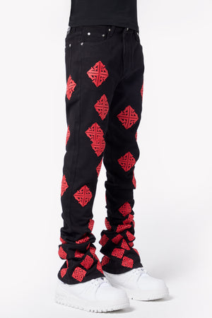 Crimson Icon Stacked Denim
