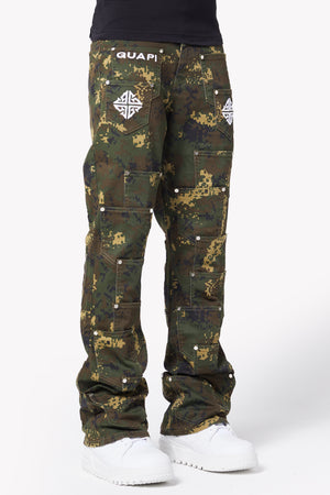 Camo Pockets Flared Denim