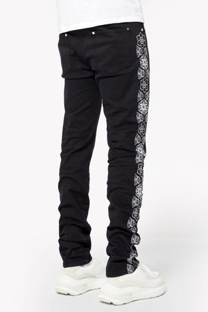 Obsidian Black Flowers Regular Denim
