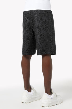 All Black Embellished Denim Shorts V2