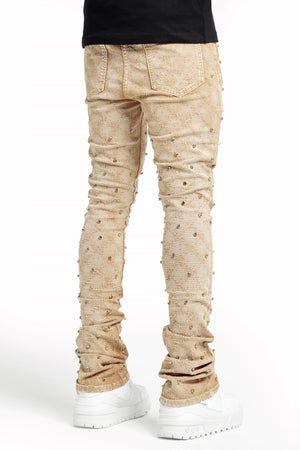 Vintage Khaki Embellished Denim