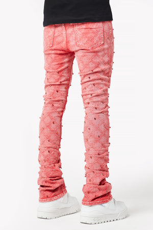 Vintage Red Embellished Denim