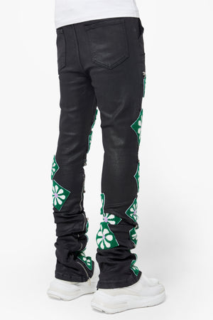 Obsidian Black Waxed Flowers Denim