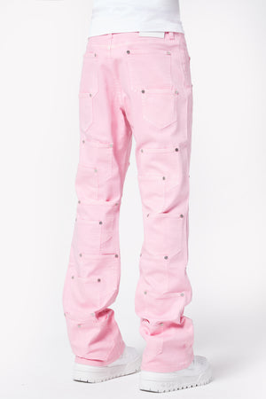French Rose Pockets Flared Denim