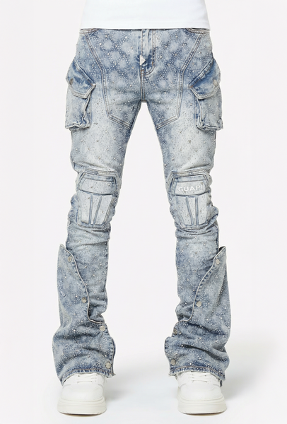 Aqua Blue Coffin Arc Embellished Denim – GUAPI CLOTHING FZ-LLC