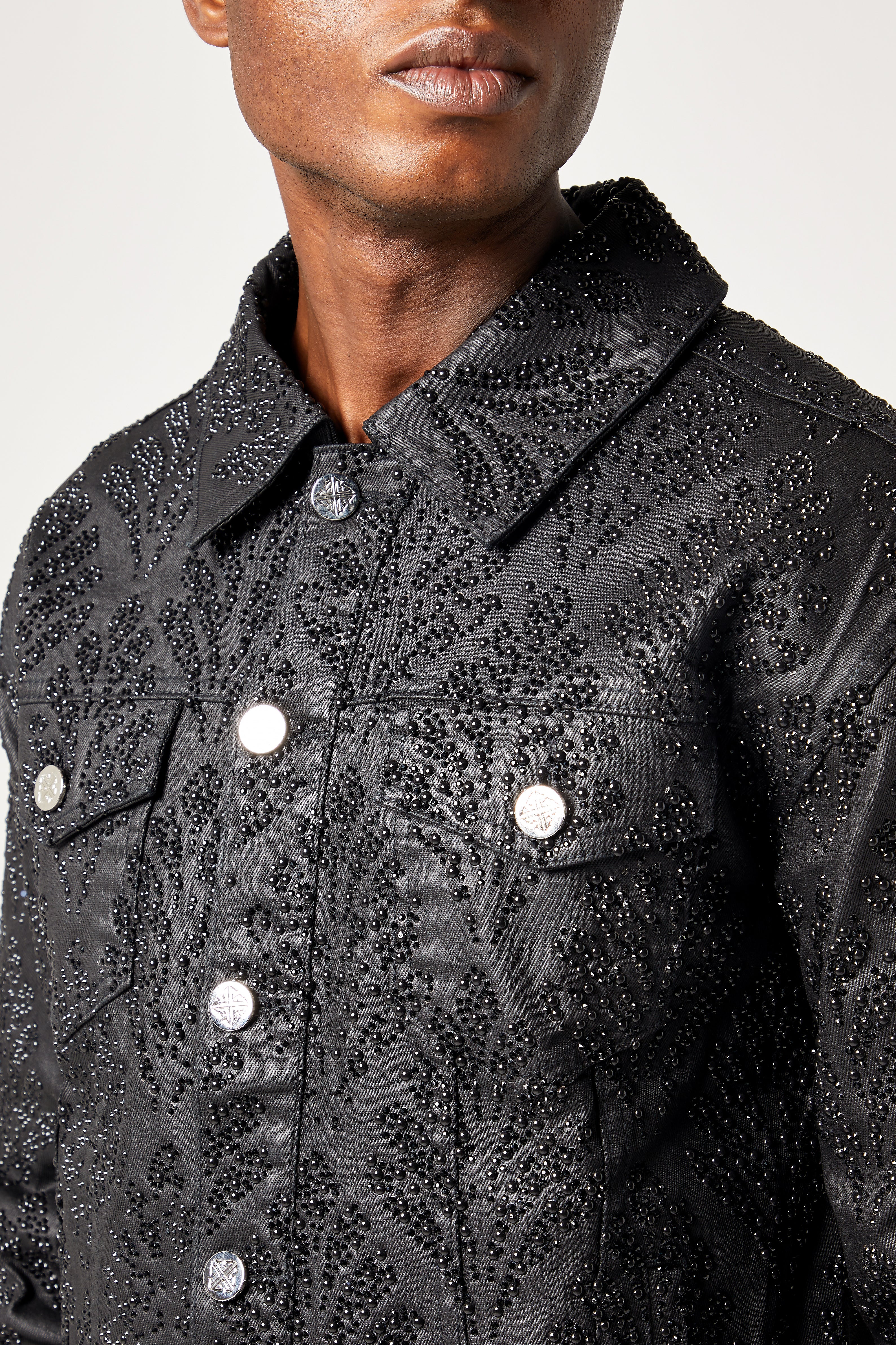 All Black Embellished Denim Jacket V3 – GUAPI CLOTHING FZ-LLC