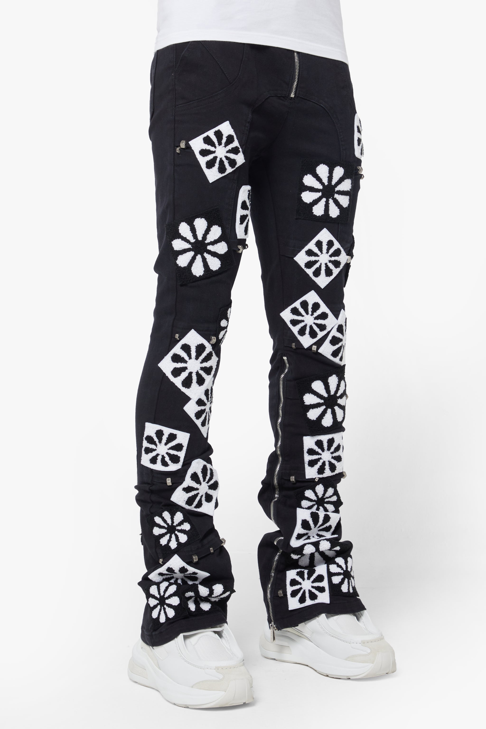 Obsidian Black Flowers Denim - Guapi Clothing