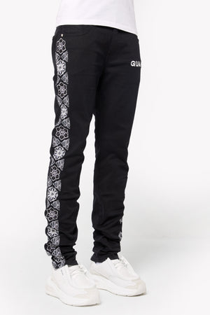 Obsidian Black Flowers Regular Denim