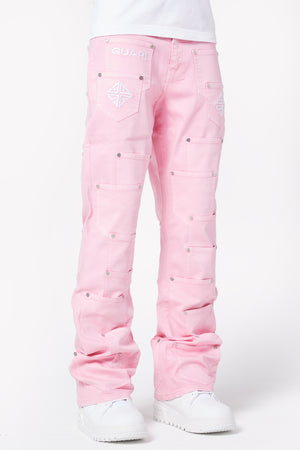 French Rose Pockets Flared Denim