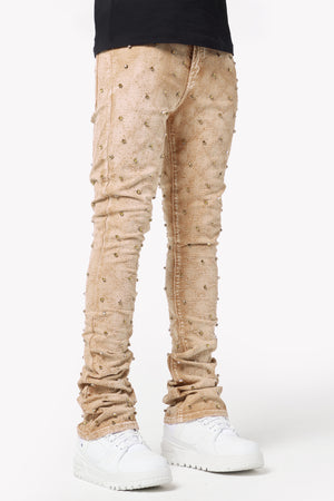 Vintage Khaki Embellished Denim