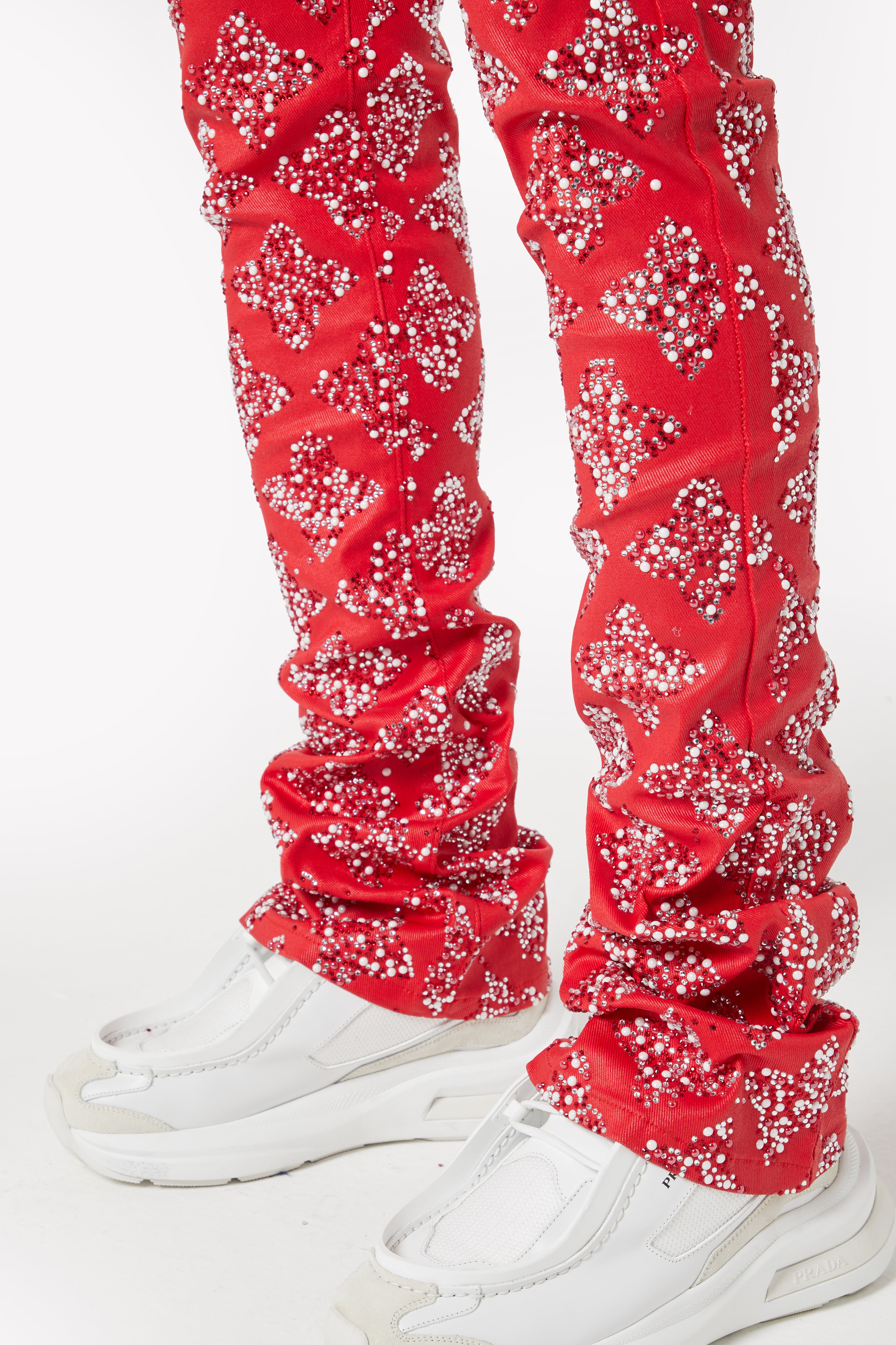 GUAPI 28size レッド Blood Red Embellished Denim – GUAPI CLOTHING FZ-LLC