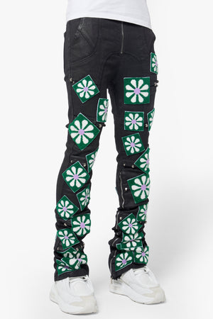 Obsidian Black Waxed Flowers Denim